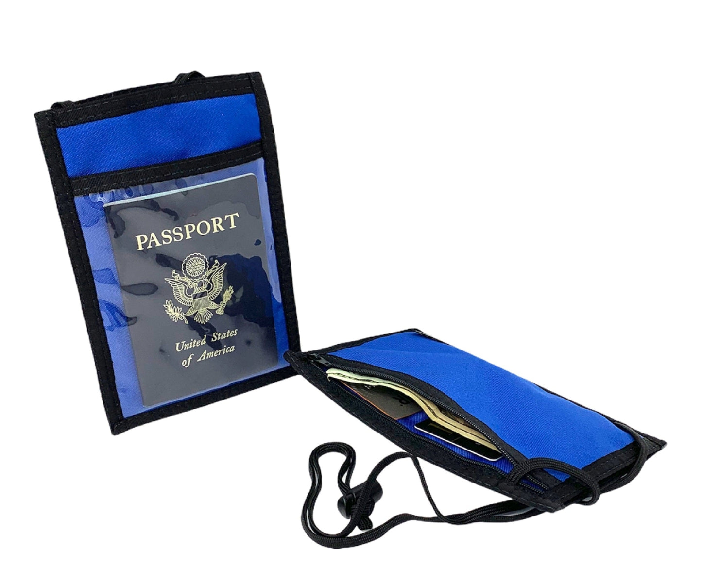 LUZ Passport Holder w/RFID Protection and Cell-Phone Pocket - Royal Blue w/Black Trim image