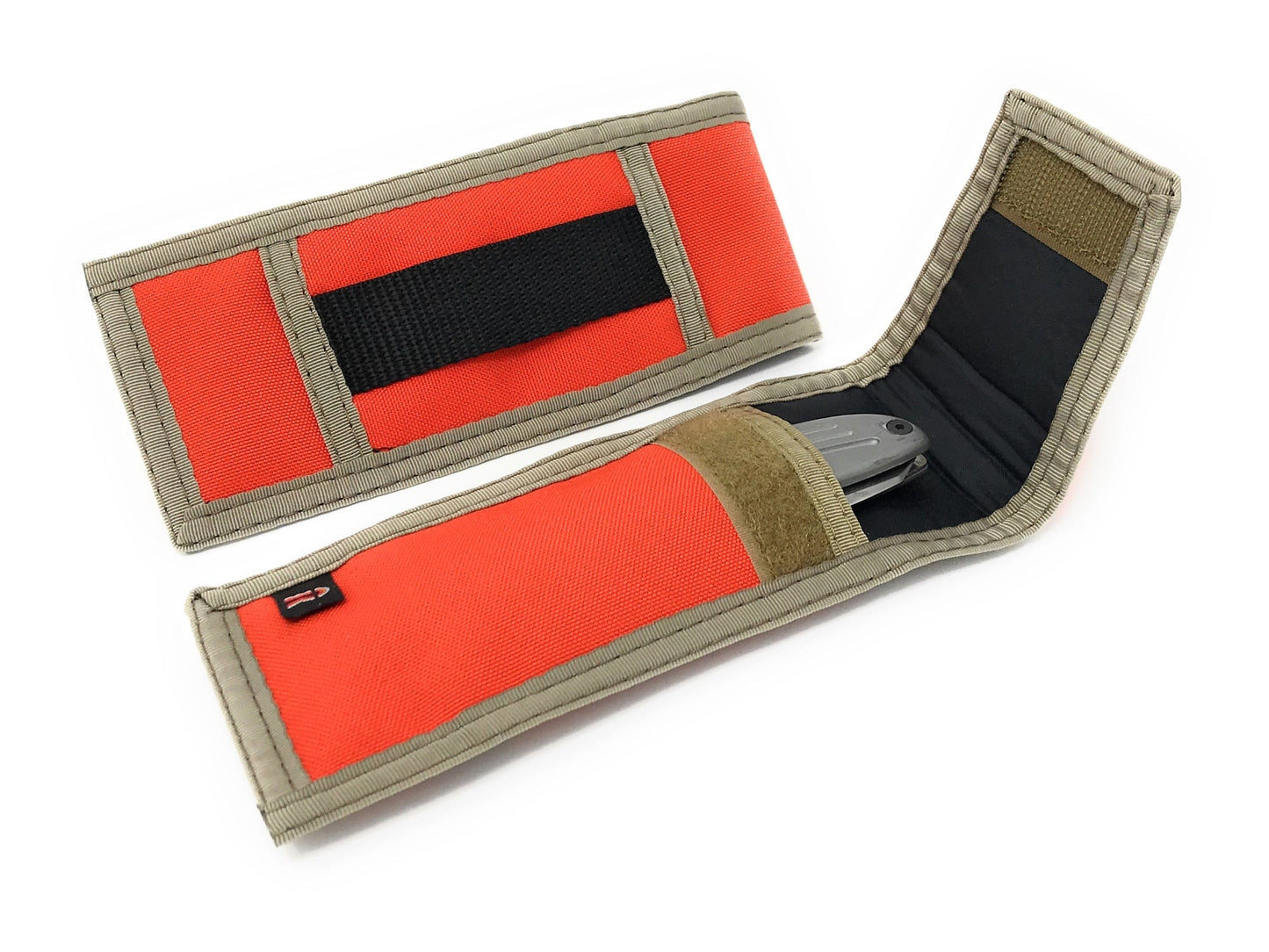 Mini Flashlight or Knifecase Holder - Bright Orange with Coyote Brown Trim image
