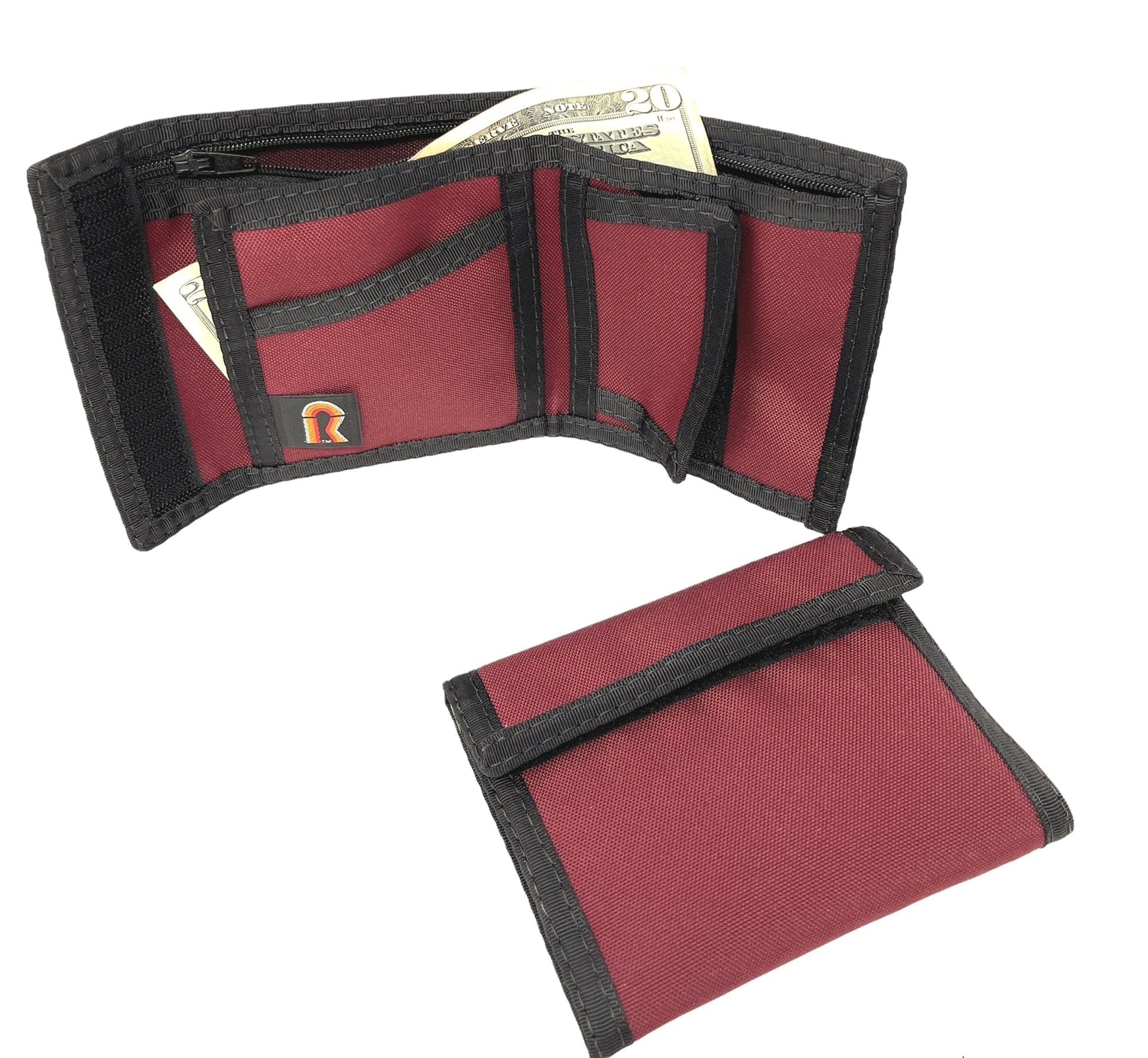 California Bifold Wallet with Inside Hook & Loop Pocket - 12PL - Burgundy image