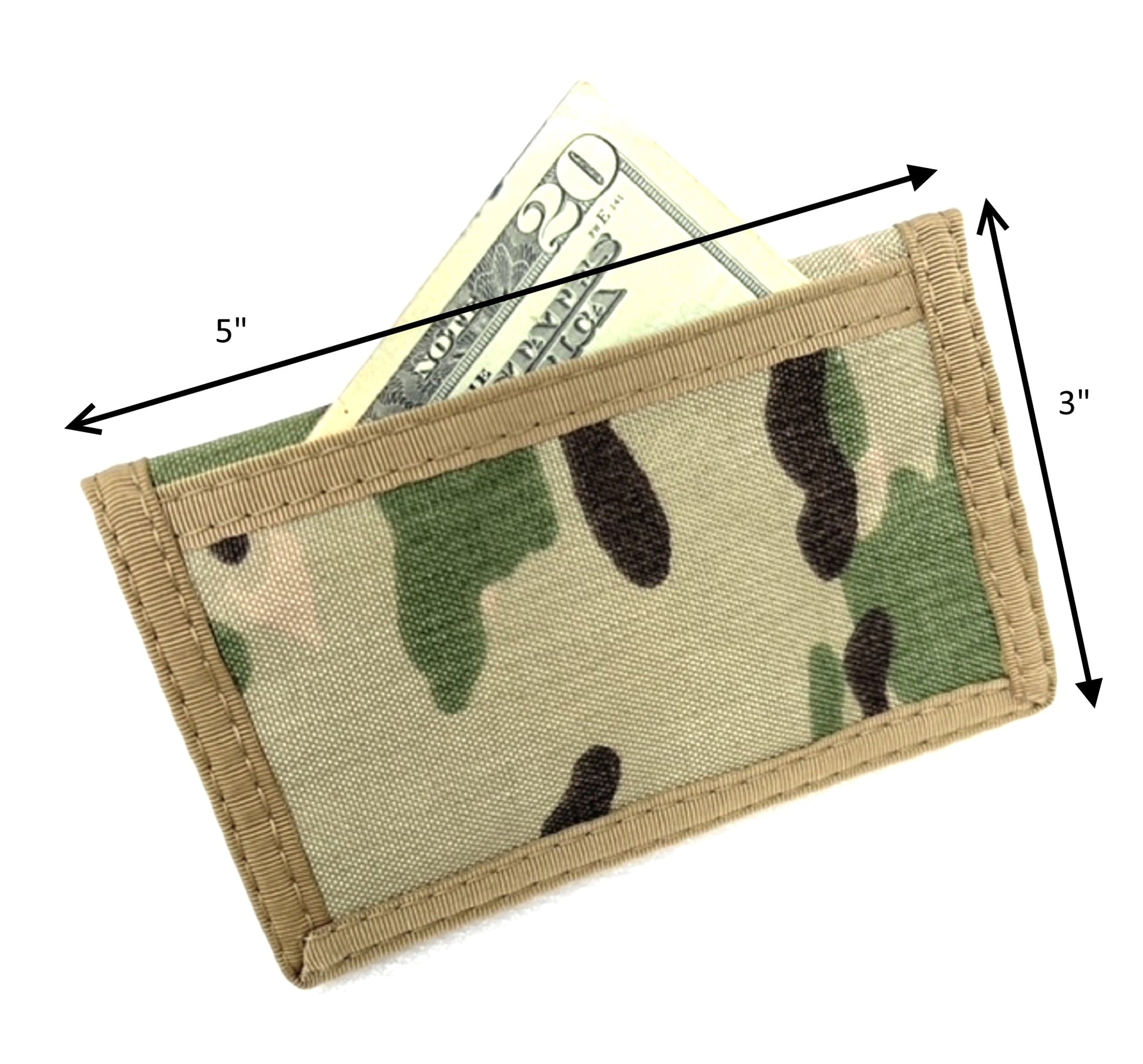 Minimalist Front Pocket Slim Wallet / Inside Keyring Lanyard Attachable / 76PL-V2 - Multicam image