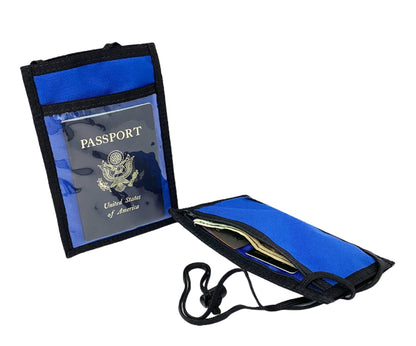 LUZ Passport Holder w/RFID Protection and Cell-Phone Pocket - Royal Blue w/Black Trim image