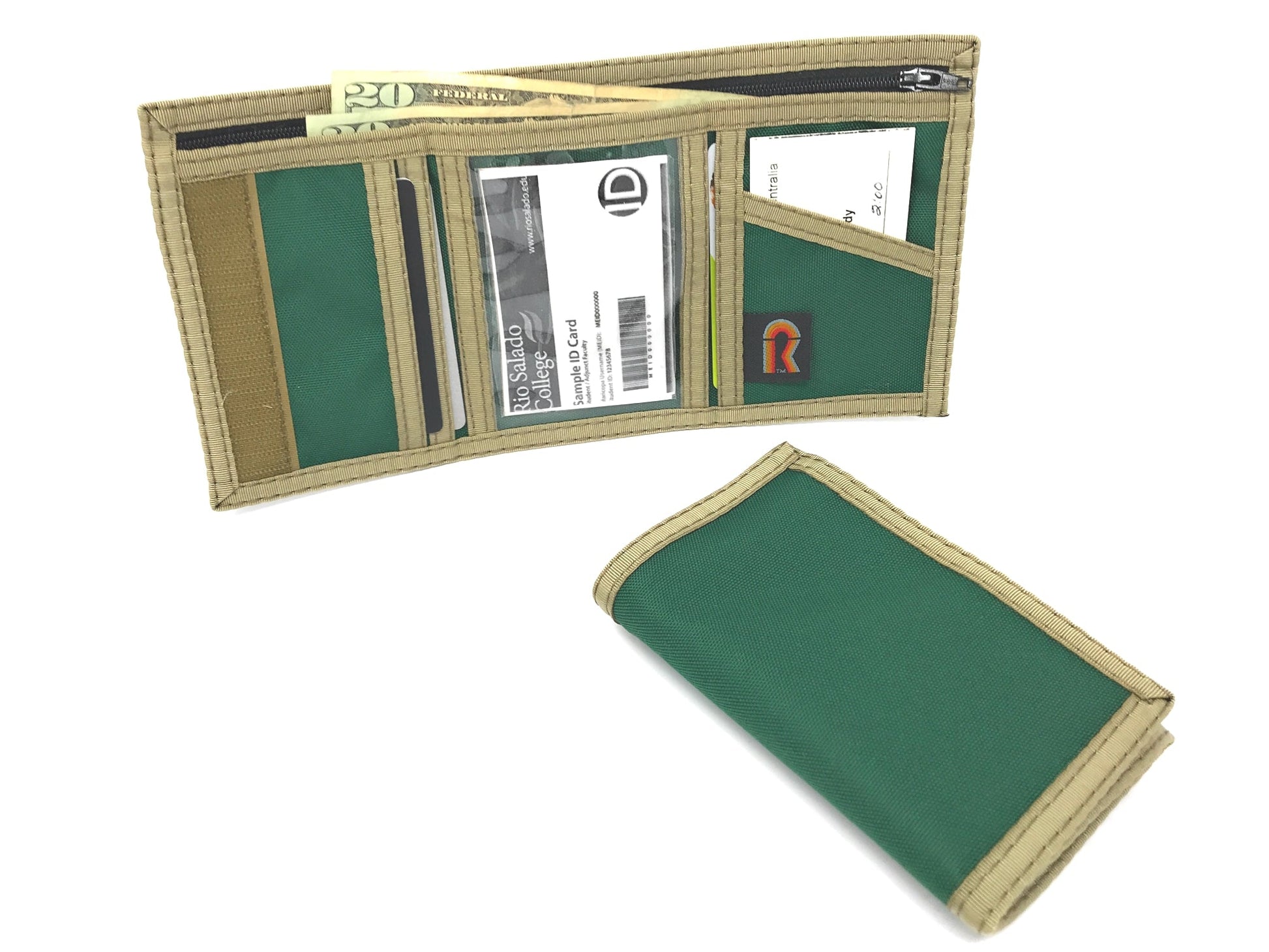 RFID Trifold Wallet w/Inside ID Window - 17PLW-RFID - Hunter Green w/Coyote Brown Trim image