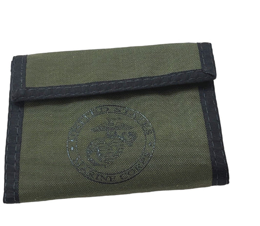 Vintage Rainbow of California Original Bifold Wallet With Outside ID-Marine Corps Logo- OD Green - 11ODID MC image 0