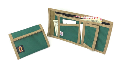 California Bifold Wallet with Inside Hook & Loop Pocket - LIMITED SUPPLY - 12JP - Hunter Green w/Coyote Brown Trim image