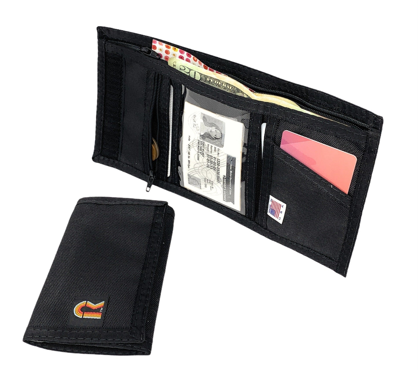 Trifold Wallet with Zipper Coin Pocket - LIMITED SUPPLY - 17JPZ - Black image