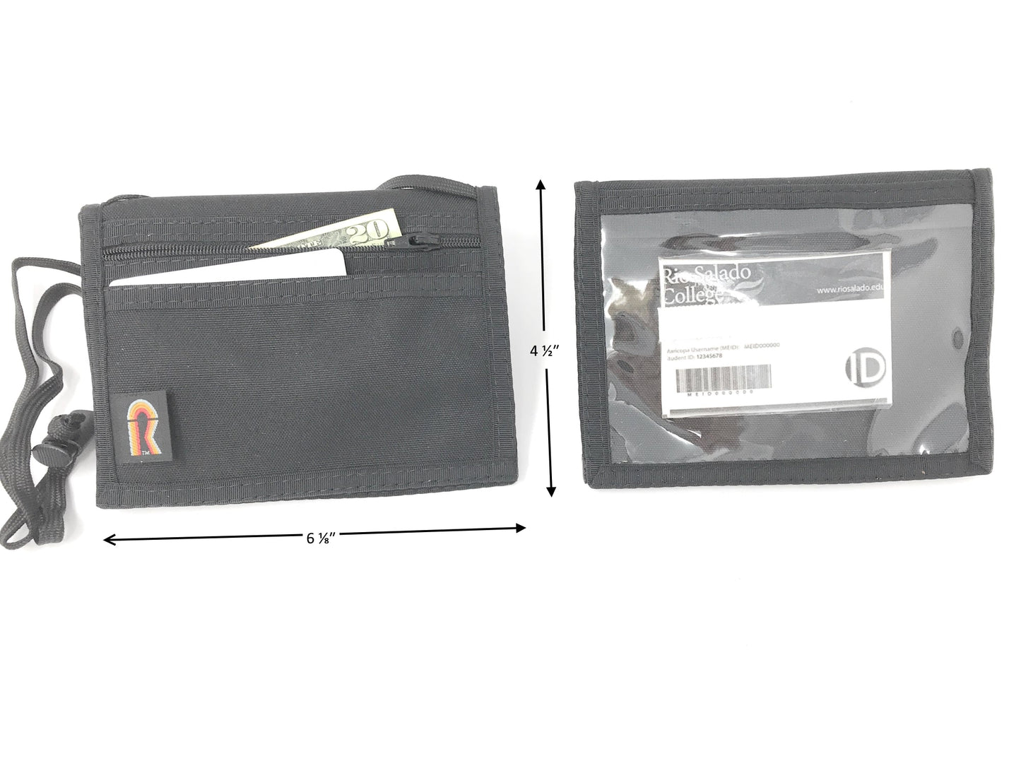 Bifold Neck ID Wallet - 09NWB - Black, Large-5 inches H x 6 1/8 inches W image