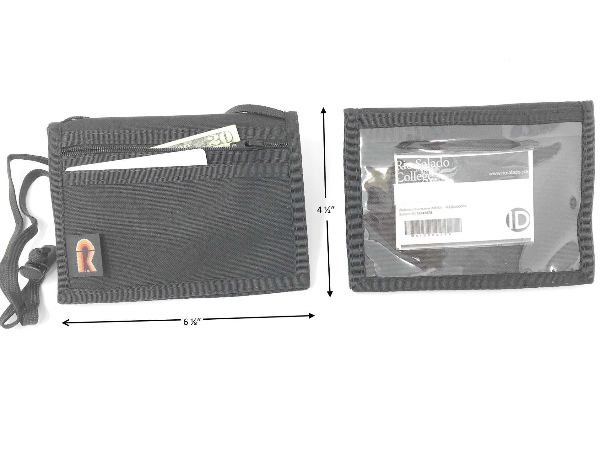 Bifold Neck ID Wallet - 09NWB - Black, Large-5 inches H x 6 1/8 inches W image