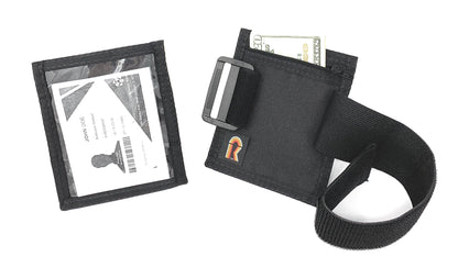 Armband Nylon Adjustable ID/Badge Holder w/Zipper Pouch. Medium. Made in USA. - 88IDAB-M - Black image