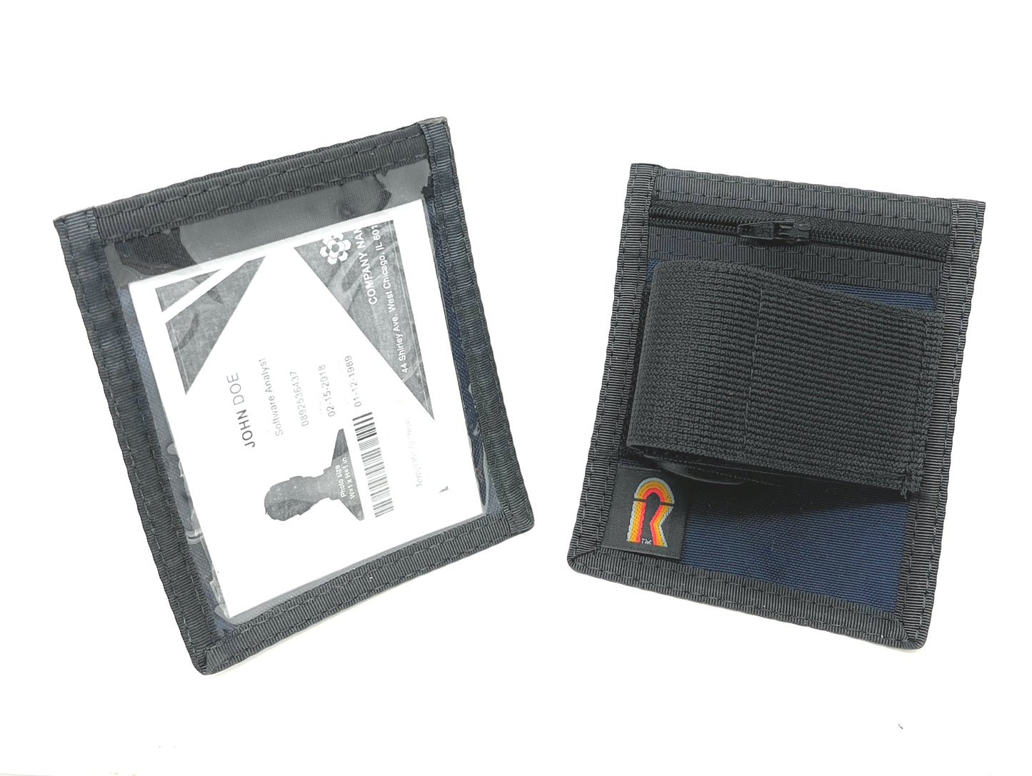 Armband Nylon Adjustable ID/Badge Holder w/Zipper Pouch. Medium. Made in USA. - 88IDAB-M - Navy Blue image