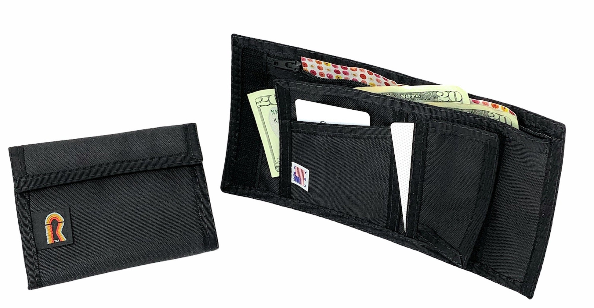 California Bifold Wallet with Inside Hook & Loop Pocket - LIMITED SUPPLY - 12JP - Black image