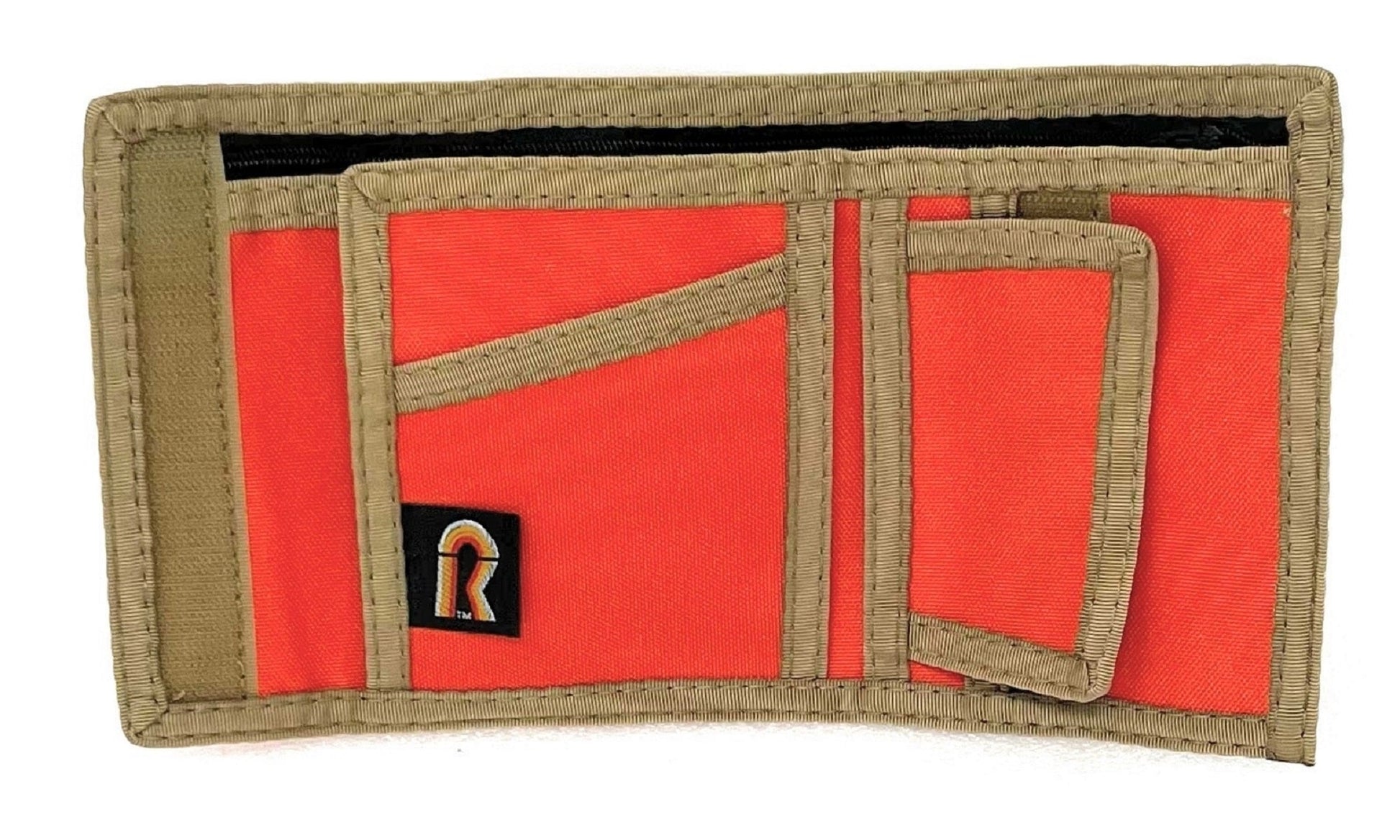 California Bifold Wallet with RFID Blocking Panel - 12PL-RFID - Bright Orange with Coyote Brown Trim image