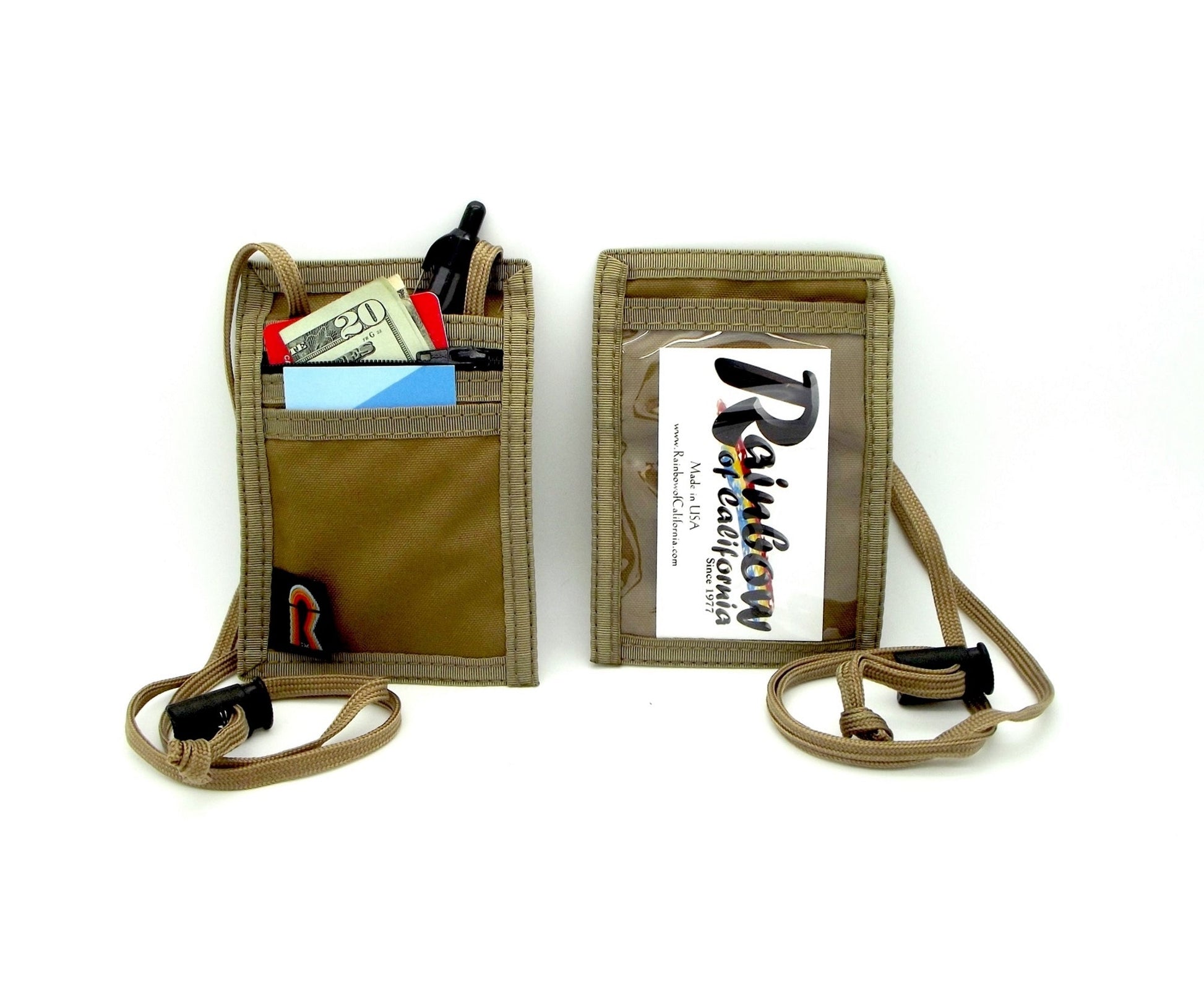 Vertical Neck ID Holder w/Adjustable Strap - 88IDV-A - Coyote Brown image
