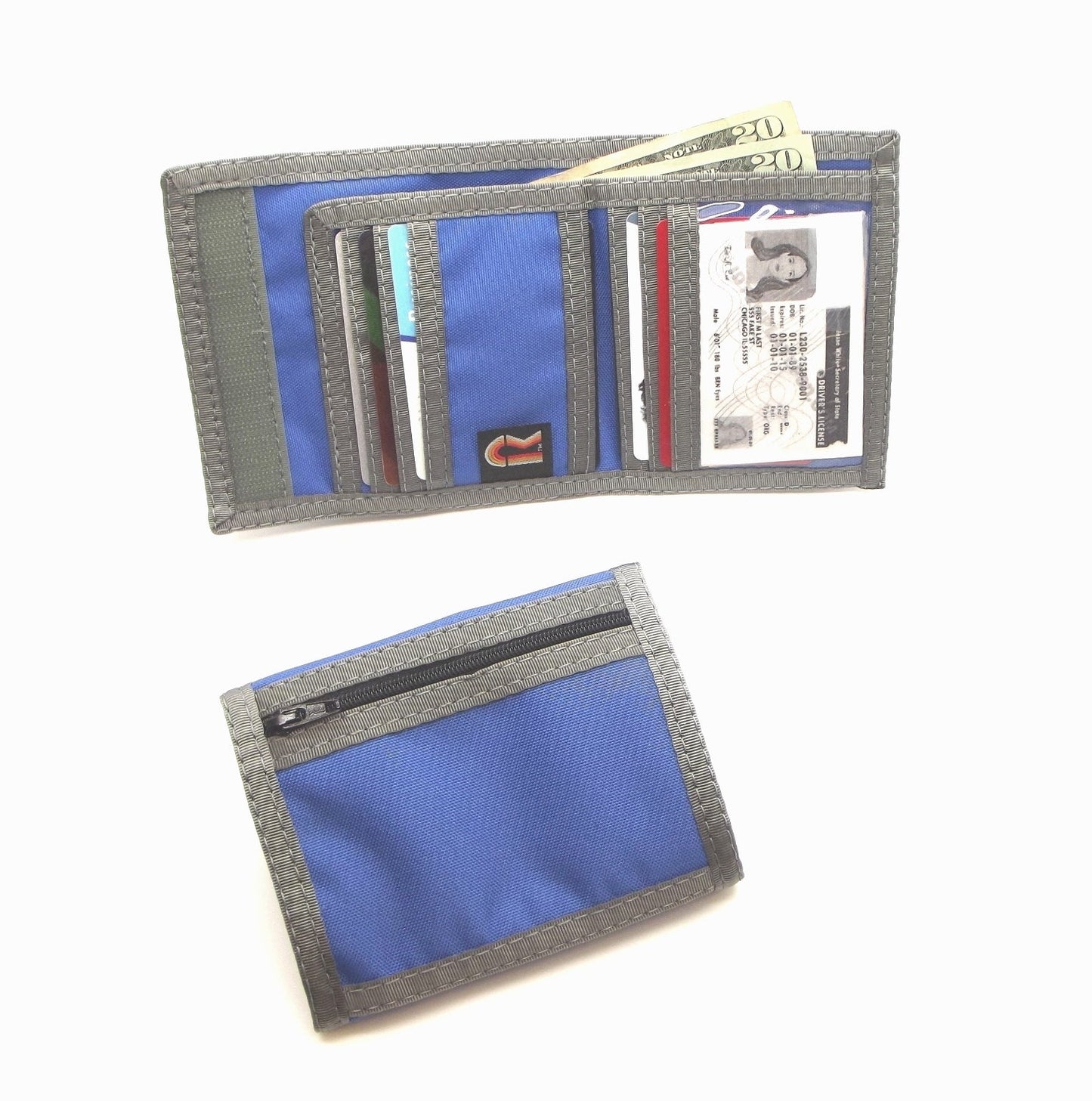 RFID Rainbow Credit Card Bifold Wallet - Royal Blue w/Foliage Trim image