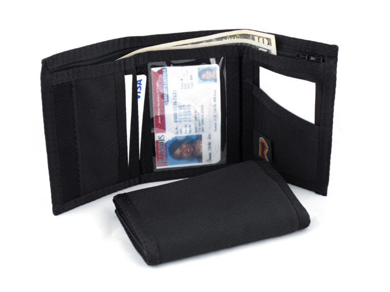 Trifold Wallet in Black Ballistic Nylon 17BNBLK Rainbow of California
